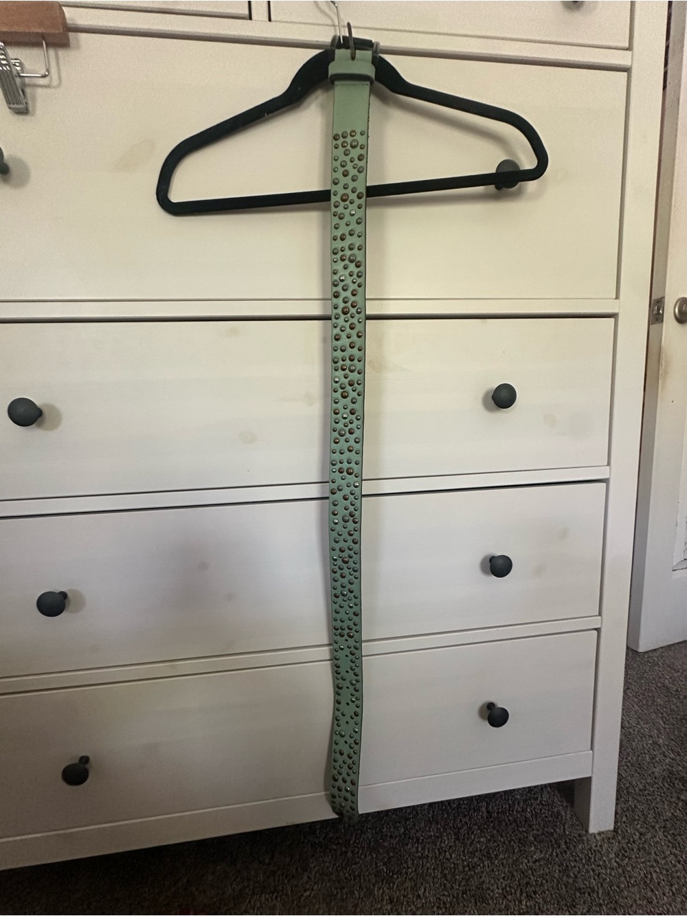 Free People Mint Green Leather Studded Belt